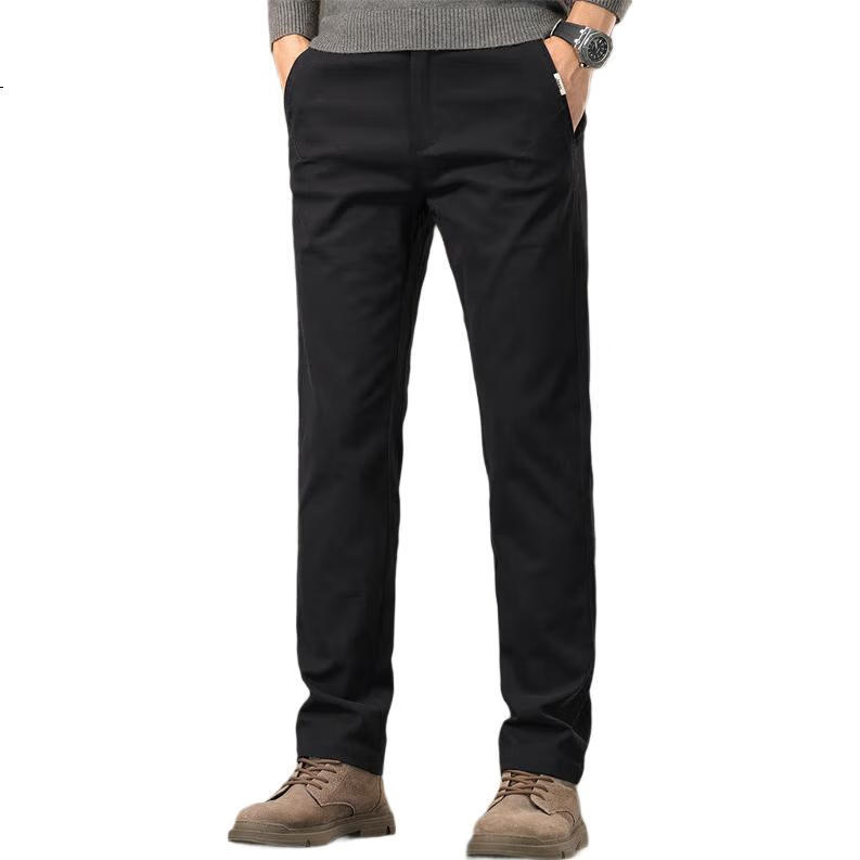 JEEP Casual Pants for Men, Spring And Autumn Business Loose Straight-Leg Trousers, Trendy Versatile Men's Pants, Black, Size 29