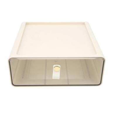 Transparente Schubladen-Aufbewahrungsbox, große Kapazität, Desktop-Schubladen-Aufbewahrungsbehälter, Organizer für Büro, Creme