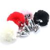 Metal Pointed Tip Plush Rabbit Tail Anal Plug Prostate Massager Butt Plug Fox Tail Cosplay Erotic Sex Toys For Adults Sex Game
