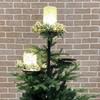 Black Triple Tree Topper Candle Holder Metal Triple Tree Topper Stand to Christmas Display Candles or Party Decor Hotel Festival
