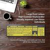Large Print Computer Keyboard, Wired Usb High Contrast Keyboard With Oversized Print Letters For Visually Impaired Low Vision Individuals (yellow+blac