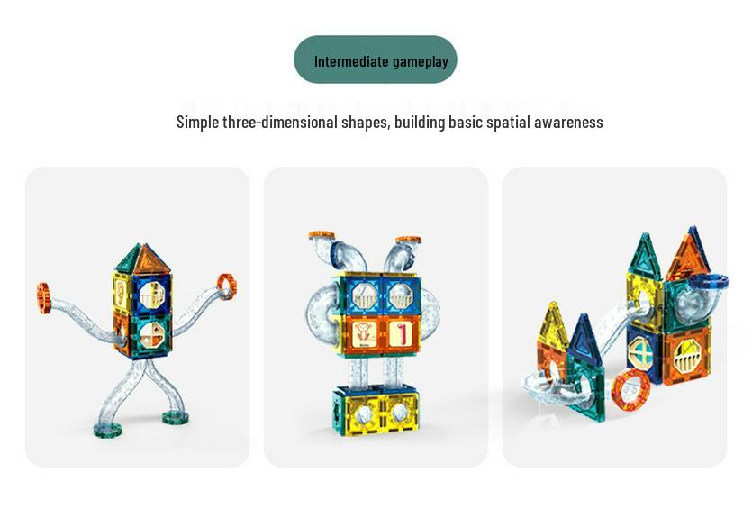 Magnetic Tube Building Blocks: Children's DIY Magnetic Track with Rolling Ball Slide for Educational Play