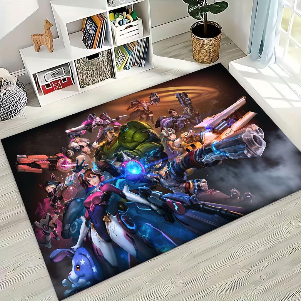Game OW Overwatch D.VA Mei Reaper Cartoon 3D Rug for Bedroom Living Room Sofa Home Doormat Decor, Large Kids Non-slip Floor Mat