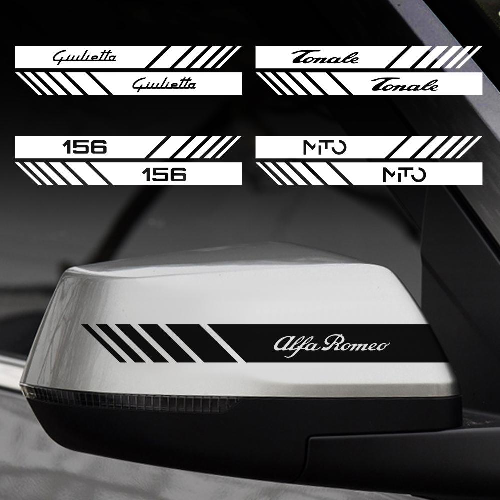 UHNPV1 TFLGX1 2PCS Car Side Rearview Mirror Body Decoration Sticker Decal Styling For Alfa Romeo TZ3 Sportiva Stelvio 147 156 Auto Accessories