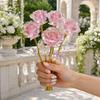 Exquisite Translucent Flower Colorful Rainbow Artificial Rose Flower, Faux Crystal Forever Preserved Transparent Pink Petals Eternal Gifts for Grandma