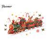 Kids Room Christmas Ornament Train Wall Sticker, Santa Claus Reindeer Decals, Self Adhesive Waterproof Glass Stickers Murals, Removable PVC Art Decor