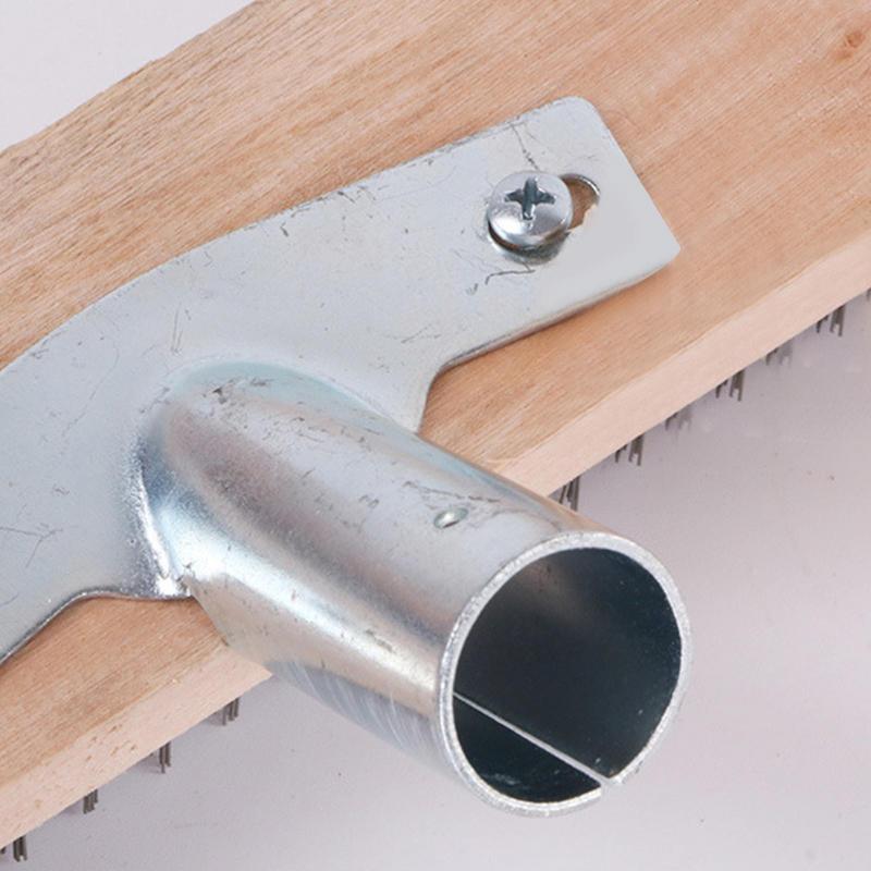 Wire Push Broom 30cm Floor Wire Broom Portable Garden Cleaning Broom Reusable Scratch Brush Leaf Rake with Wooden Handle Socket