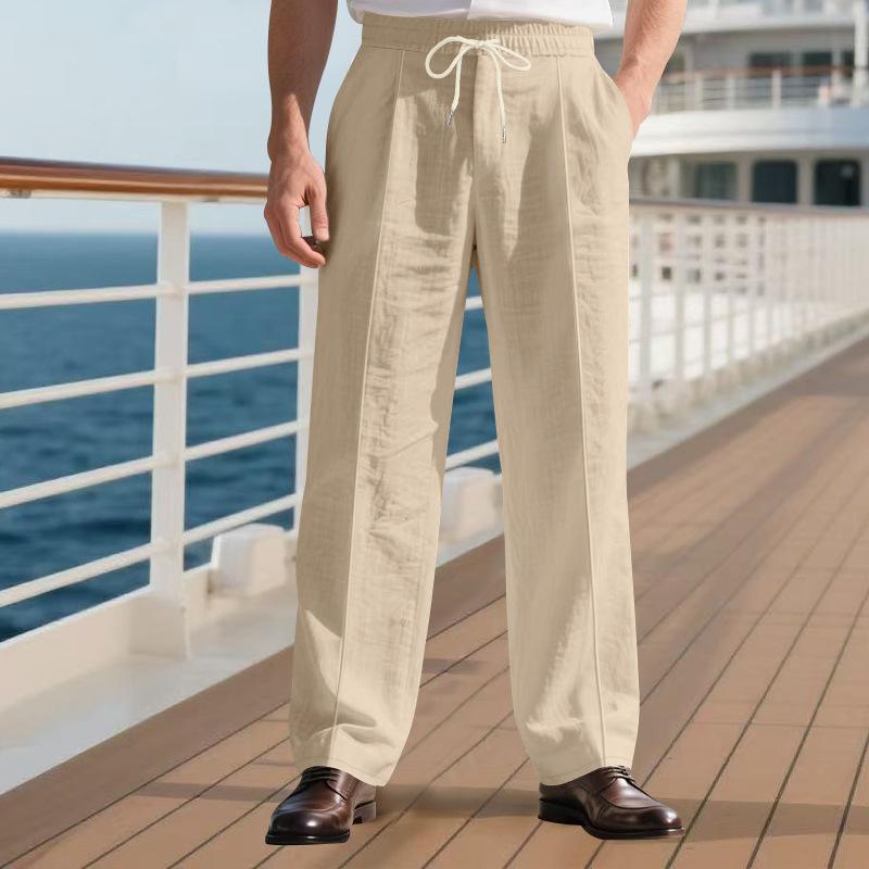 Autumn Loose-Fit Breathable Linen Casual Men's Minimalist Trendy Relaxed Beach Trousers