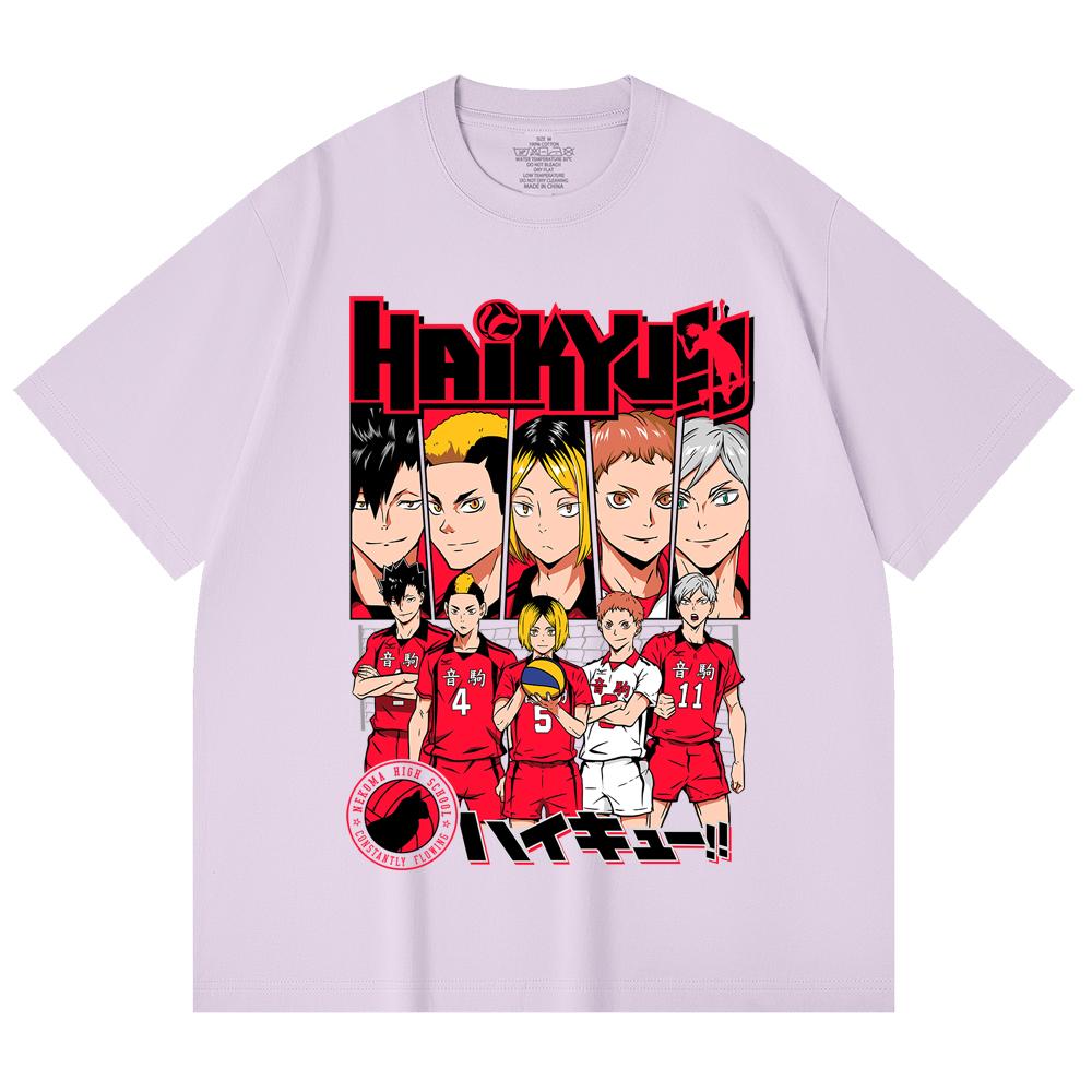 230 Gsm 100% Cotton Haikyu V8 Nekoma High Print Unisex Heavy Cotton T Shirt