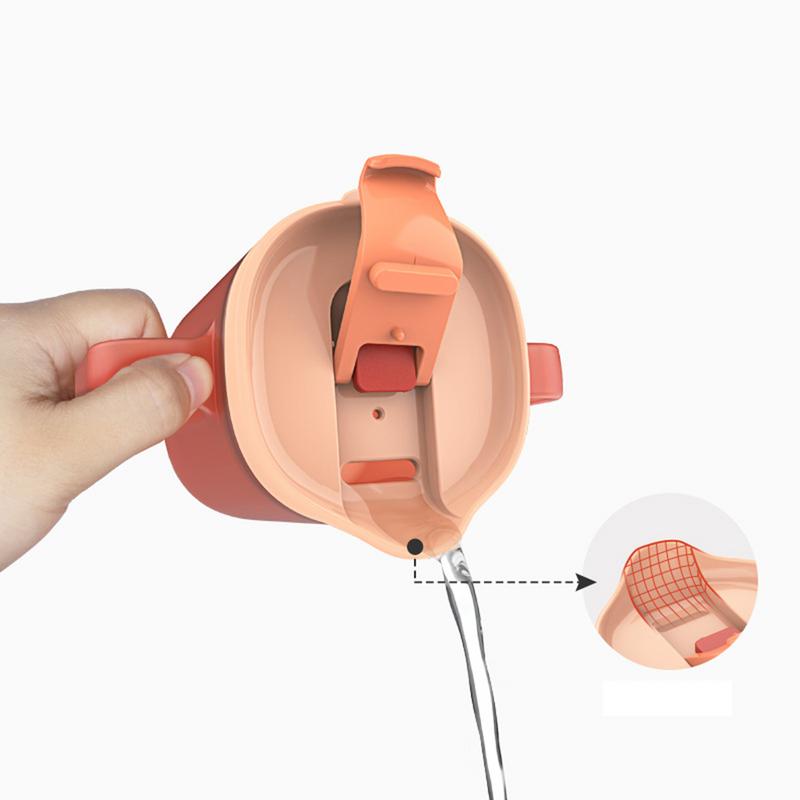 Wasserbecher für ältere Menschen 300ml Auslaufsicherer Becher mit Griffen Wasserflasche Fütterbecher Trinkbecher mit Deckel und Strohhalm für ältere Menschen