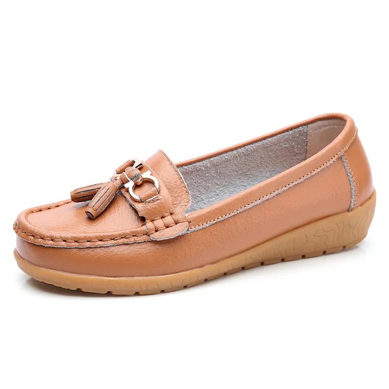 2025 Spring Autumn Shoes Woman tassel Cow Leather Flats Women Slip On Women's Loafers Female Moccasins Shoe Large Size 35-43