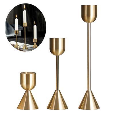 Portacandele in oro da tavolo da matrimonio 1PC Candeliere in metallo Bar Decorazione per feste Candela Capodanno