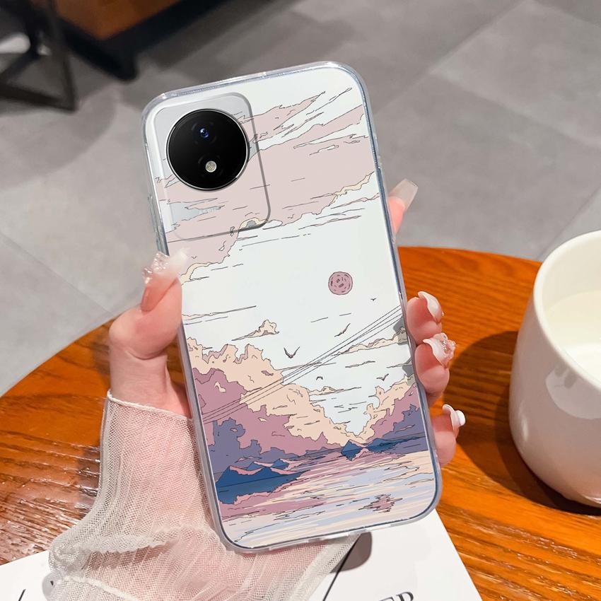 For Vivo Y02 Y02A Y02S Y10 Y11 Y12 Y12a Y13 Y15 Y15a Y16 Y17 Y19 Clear TPU Case Ocean Whale Pattern Anti Drop Back Cover For Vivo Silicone Phone Shell