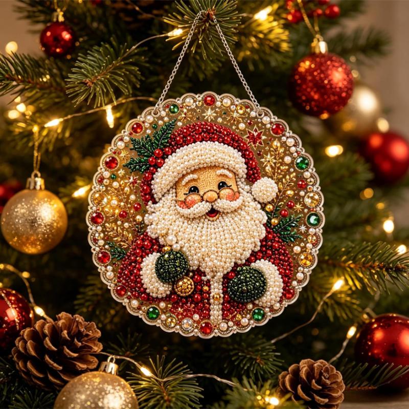 Perlen Diamantmalerei Sonnenfänger Set Bastelset Acryl Runde Platte mit Spitzenrand Perlen Basteln Weihnachten Diamantmalerei