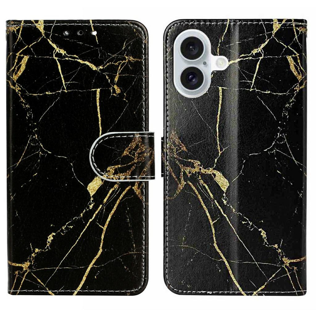 For iPhone 17 Stand Case Marble Painted Folio Flip Leather Wallet Phone Cover