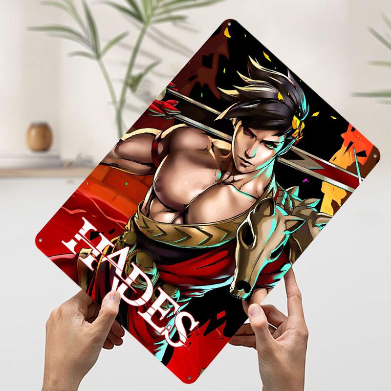 Hades Game Character Printed Poster Customized Retro Wall Art Vintage Metal Tin Signs for Home Room Ornaments Office Decor Items