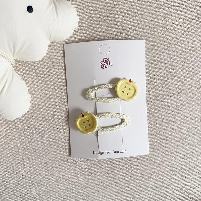 

2 шт. Креативный дизайн Каваий Корейский Детский Зажим для волос для девочки Милый Клетчатый Яблоко Челка Боковая Заколка для Малыша Смола Аксессуары для волос