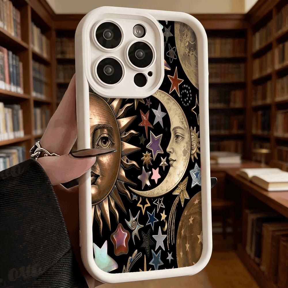 Celestial Sun Moon and Stars Luxury Anti-Slip TPU Phone Case For Xiaomi Redmi Note 15 14 13 12 11 10 9 Pro Full Protective Cover