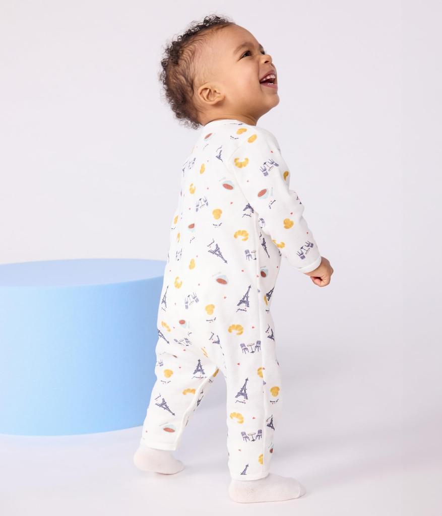 Petit Bateau Footless Romper 6 Months A0E0C, Off-White/Multicolor, 67cm,