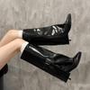 Shoes for Women 2025 New Autumn Pointed Toe Retro Knee-high Boots Fashion Versatile Lace-up Cuff Solid Large Size Women's Boots