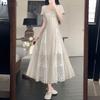 ZANZEA Women Elegant V-Neck Short Sleeve Casual Lace Splice Long Dress
