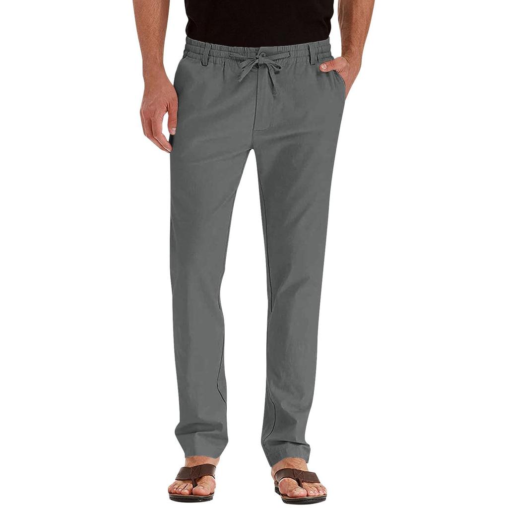 Macacão masculino com cordão, calças casuais com vários bolsos, calças de caminhada, calças de sarja de algodão