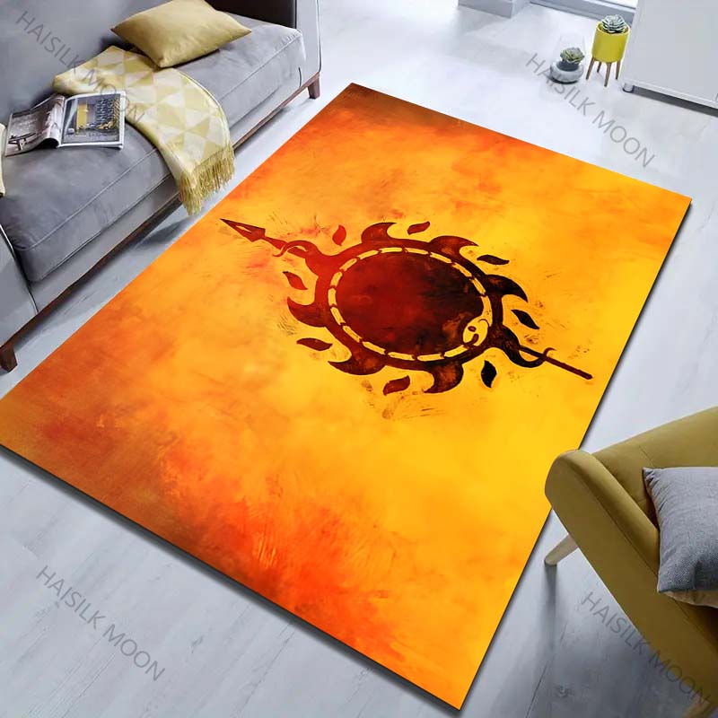 Multiple sizes Fiery background, sun symbol Carpet for Living Room Bedroom Sofa Home Decor Rus Non-slip Floor Mat Luxury Gift