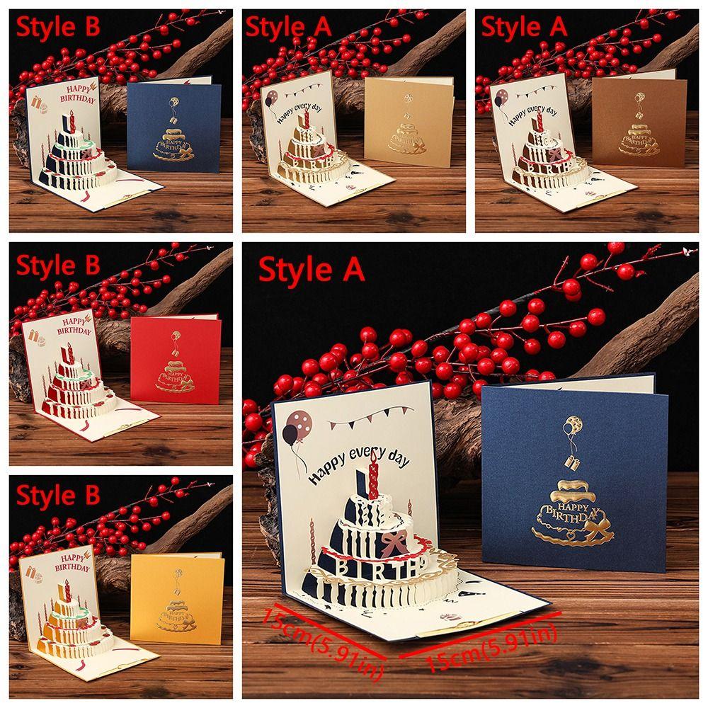 Folding 3D Pop Up Birthday Card Hollow Paper Carving Invitation Card Message Cards  Baby Shower