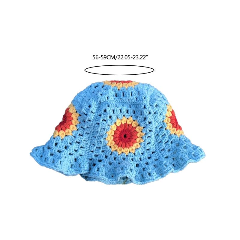 Handmade Crochet Bucket Hat Cute Ladies Outdoor Sports Fisherman Cap for Women Teenagers Casual Spring Summer Sunscreen