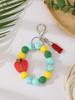 Silicone Beaded Bracelet Keychain with Tassel