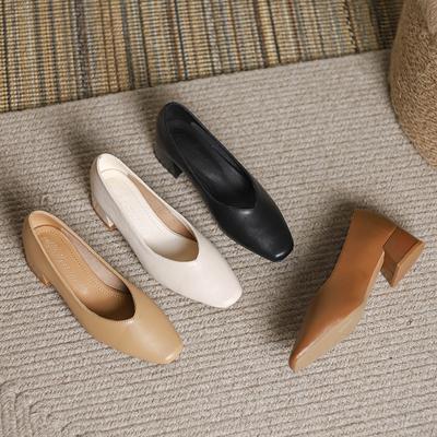 Women's Chunky Block Heeled Pumps Low Heels Closed Toe Dress Shoes Comfortable Office Work Shoes Heel Pumps for Women Comfortable Square Toe Shoes