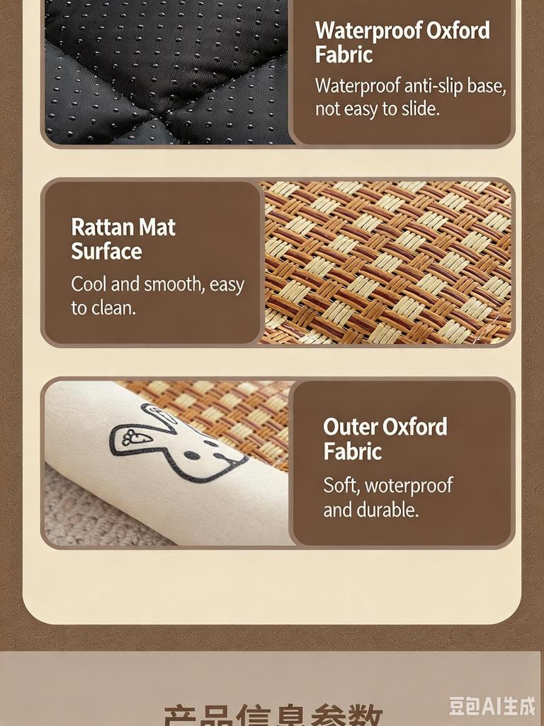 Pet Summer Cooling Mat Rattan Dog Cat Sleeping Bed Cushion
