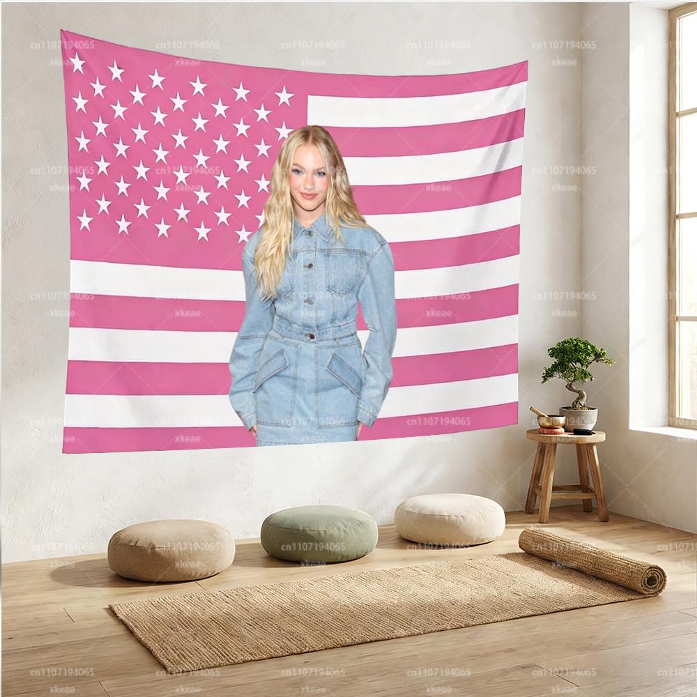 Freya Skye Rosa Amerikanische Flagge Wandteppich Nachkommen Der Aufstieg von Rot Wandbehang Dekoration für Schlafzimmer Wohnzimmer Studentenwohnheim
