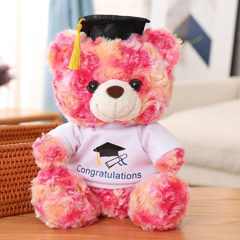 23-28cm Lovely  Plush Toy Stuffed Soft Colorful Kawaii Bear Animal Dolls Graduation Birthday Gifts