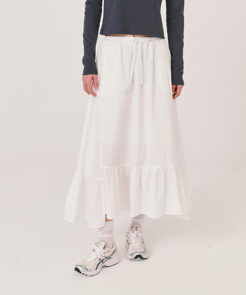 GRASPLAN Shirring Long Skirt_White