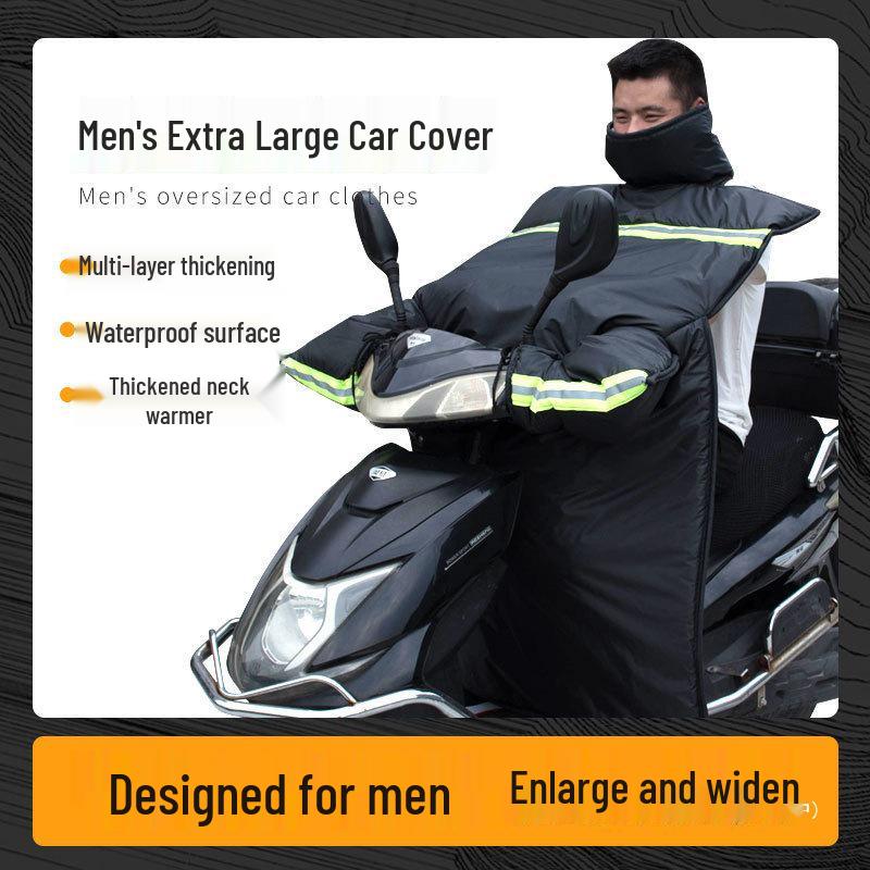 Men's Windproof & Waterproof Electric Motorcycle Winter Windshield with Sun Protection & Plush Lining