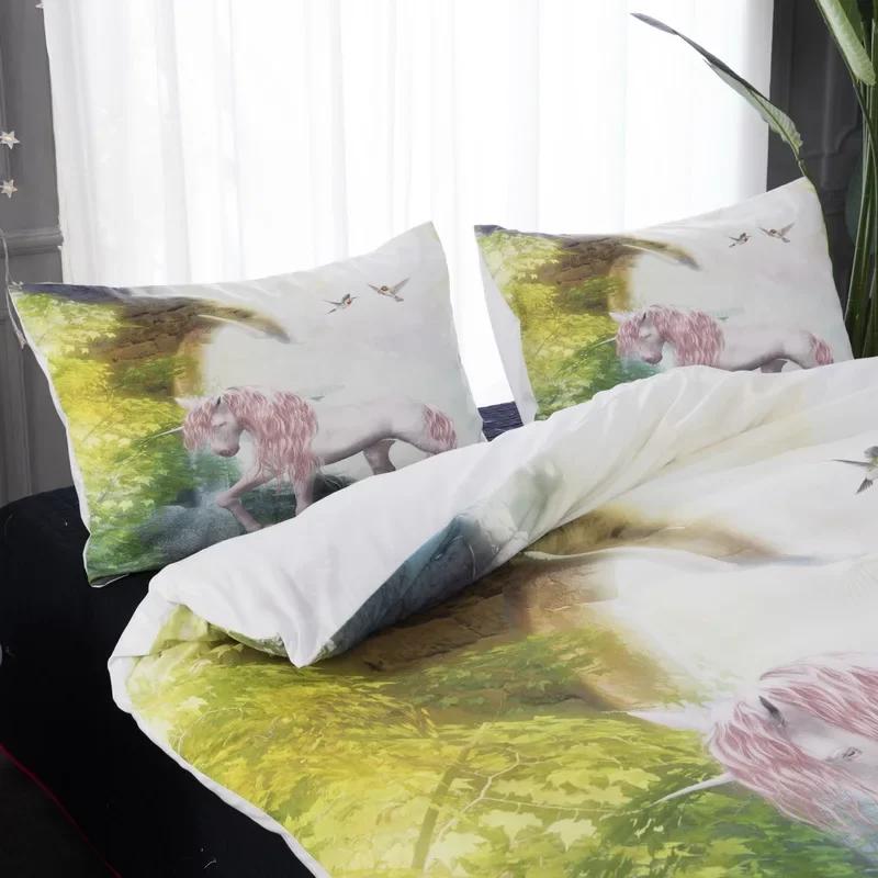 Comforter Bedclothes Complete Set Of Bedding Home Textiles Dream Cute Unicorn Beddings Super Soft Comforter Set 2/3Pcs Single Kids