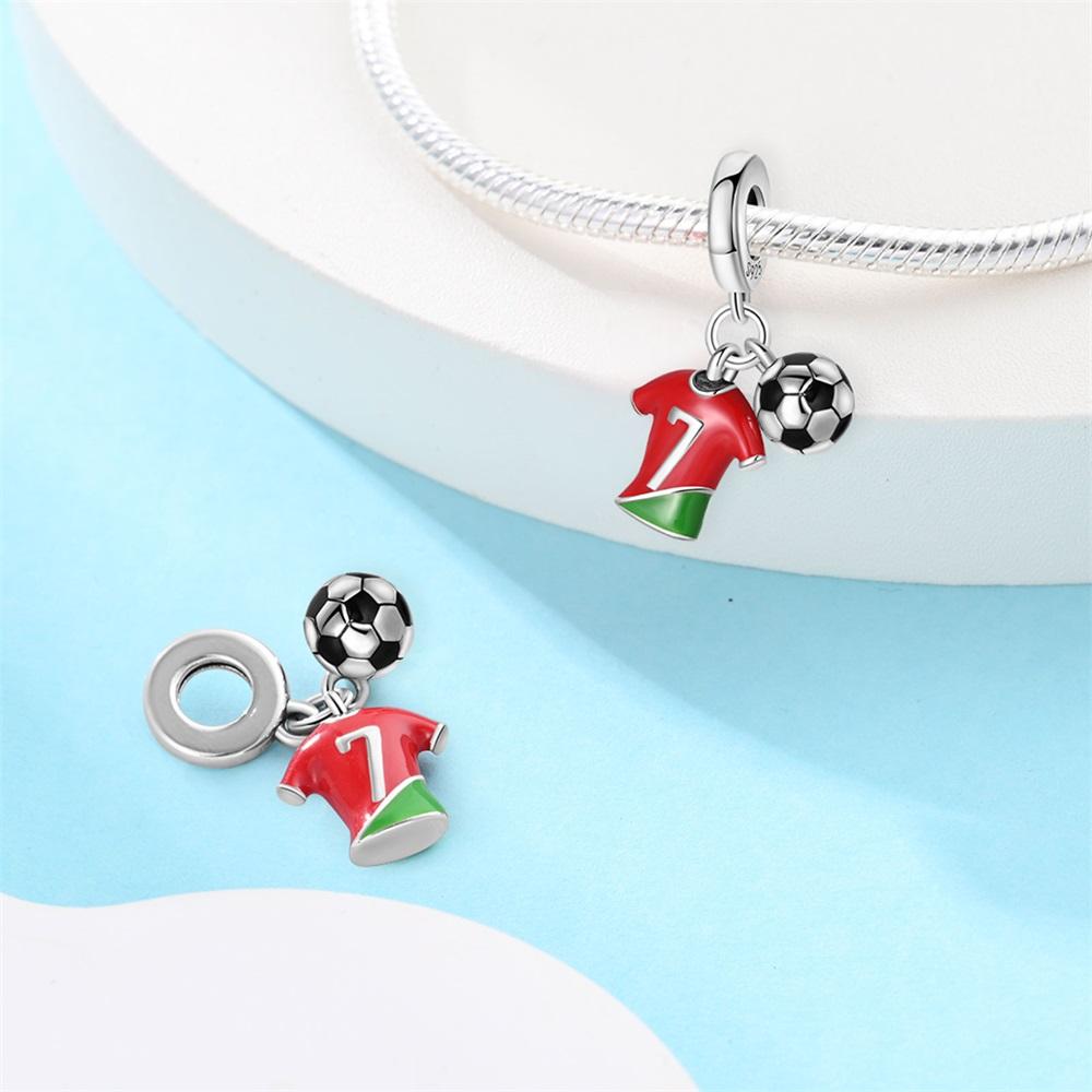 Jmg Bags Women's Authentic Original Charm Bead Components Copper Metal Football Jersey Socks Set Pendant Bead Component Bead Components Compatible With Bracelet High