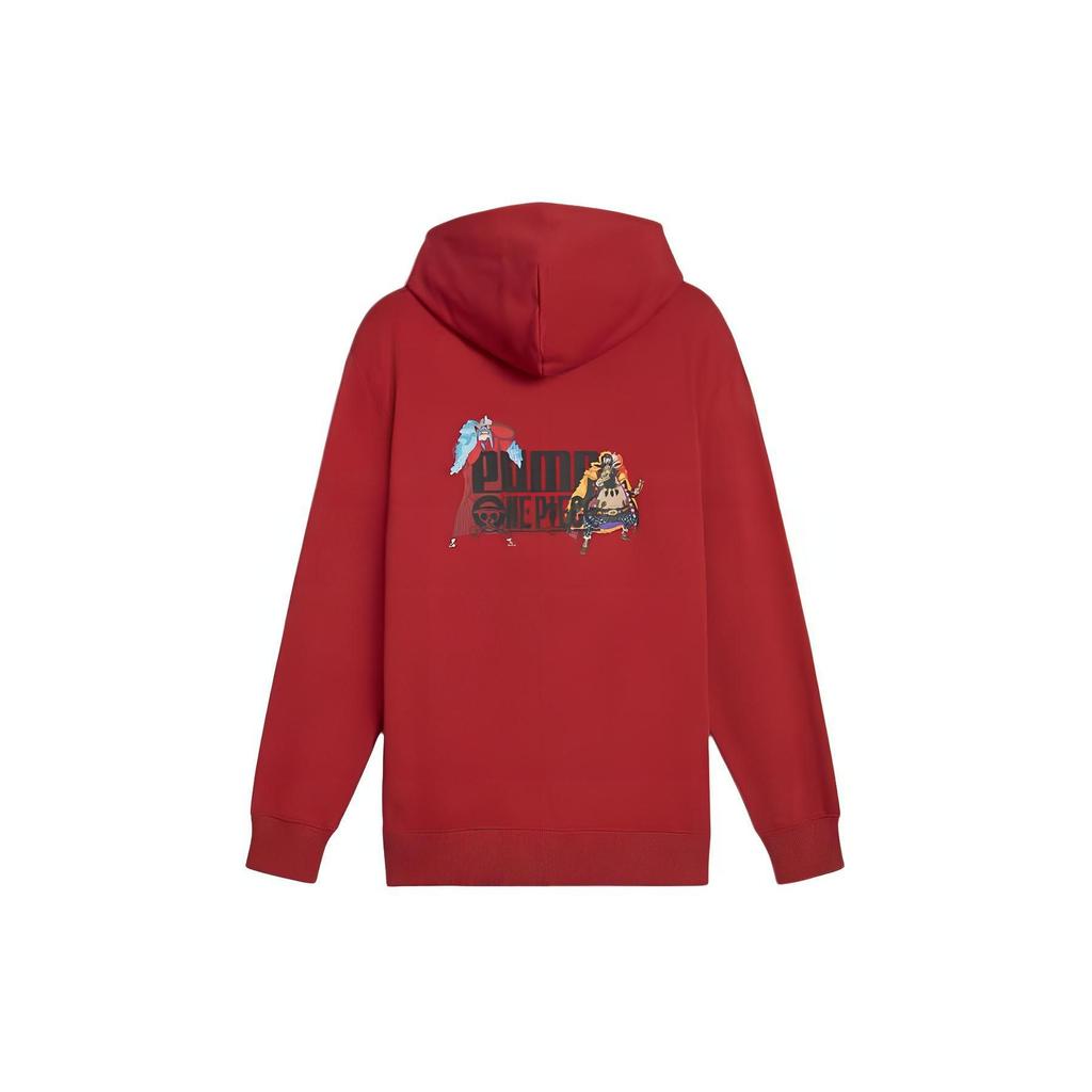 Puma X One Piece Hoodie Badge Print Long Sleeve Sweatshirt Men hoodies Burgundy 624666-24