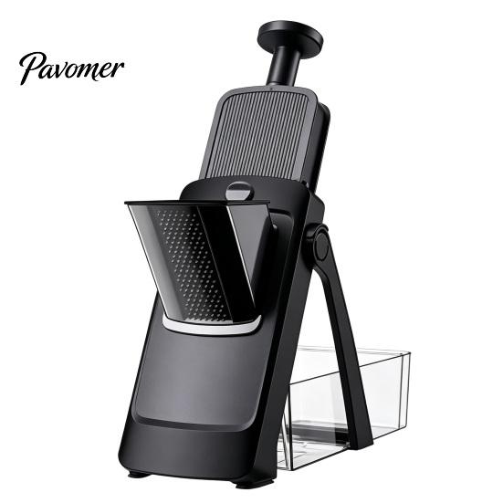 Sicherheitsklinge Gemüseschneider Multifunktionaler Schneider, Einstellbare Dicke 0-8mm Mandoline mit Küchenreibe und Würfelwerkzeug 4 Klingen & Behälter,