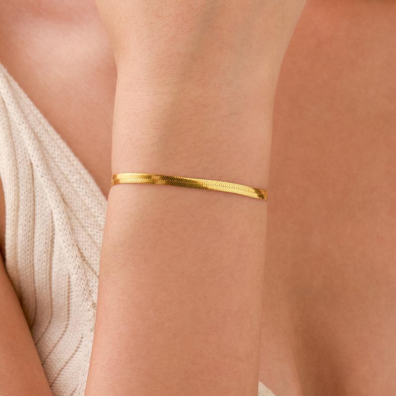 Under the Banyan Tree S925 Sterling Silver Minimalist Snake Bone Bracelet Women's Layered Jewelry