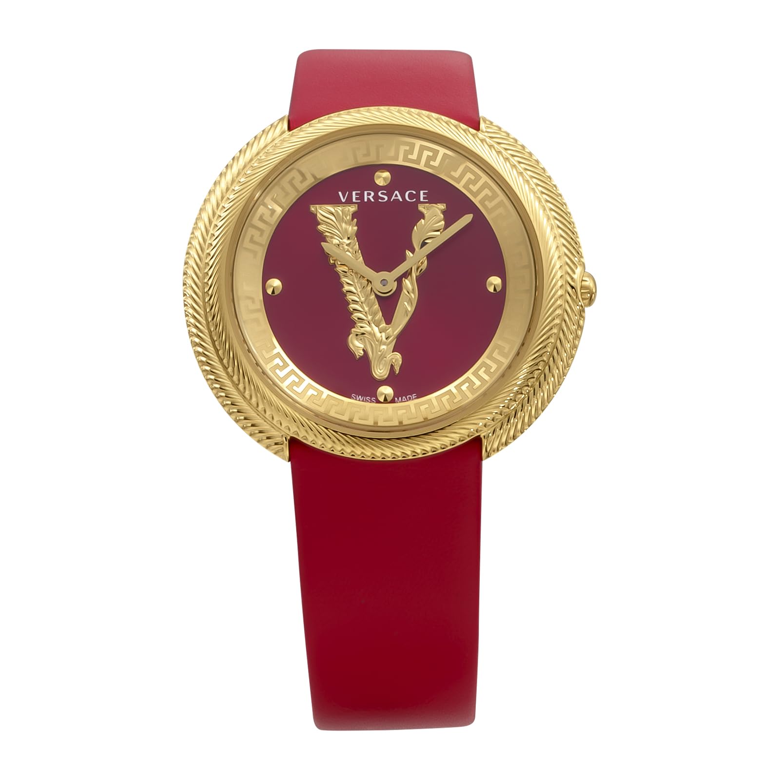 

Watch New Thea Red Dial Stainless Steel Sapphire Glass Quartz Swiss Watch Brand VE2CA0423 [Versace] 33.5MM [Item] червоний