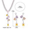 Set Fashion Trend Zircon Earrings & Colorful Heart Necklace with Fresh Flowing Jewelry Chain