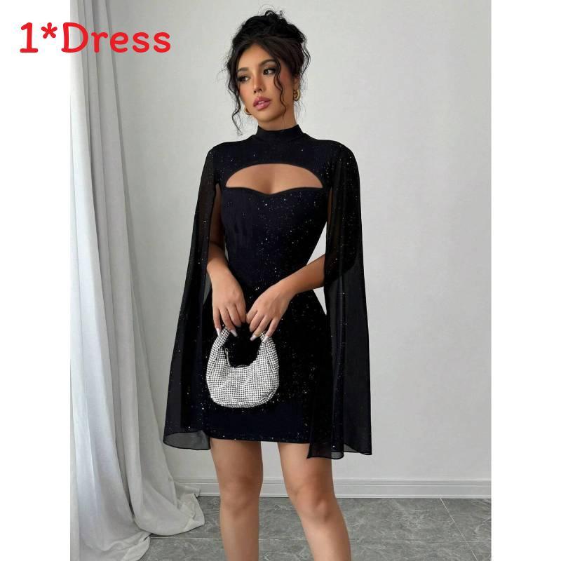 Elegant Polyester Knit Short Dress With High Waist For Business And Casual Wear