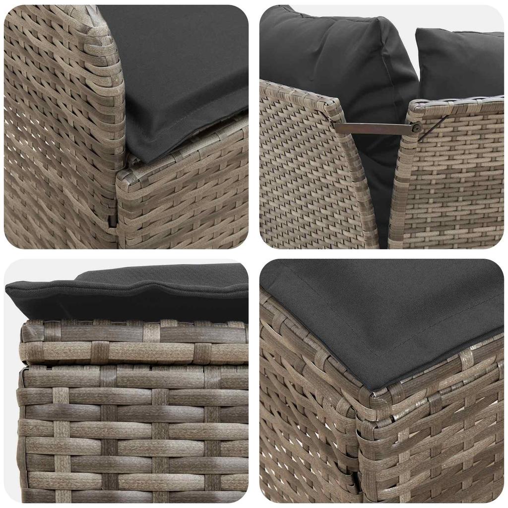 Garden Armchair Sofa with Corner Sofa 2 Pieces Gray and Dark Gray