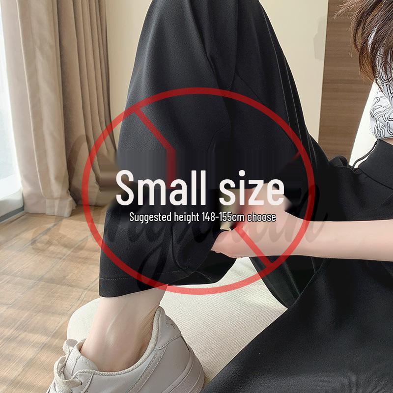 Petite Women s High-Waisted Wide-Leg Chiffon Pants - Summer Straight-Leg Drape Suit Pants M