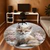 1pc Fox Flowers Round Chair Mat Area Rug - Non-Slip, Floor Mat for Office, Bedroom, and Indoor Decor-1002323