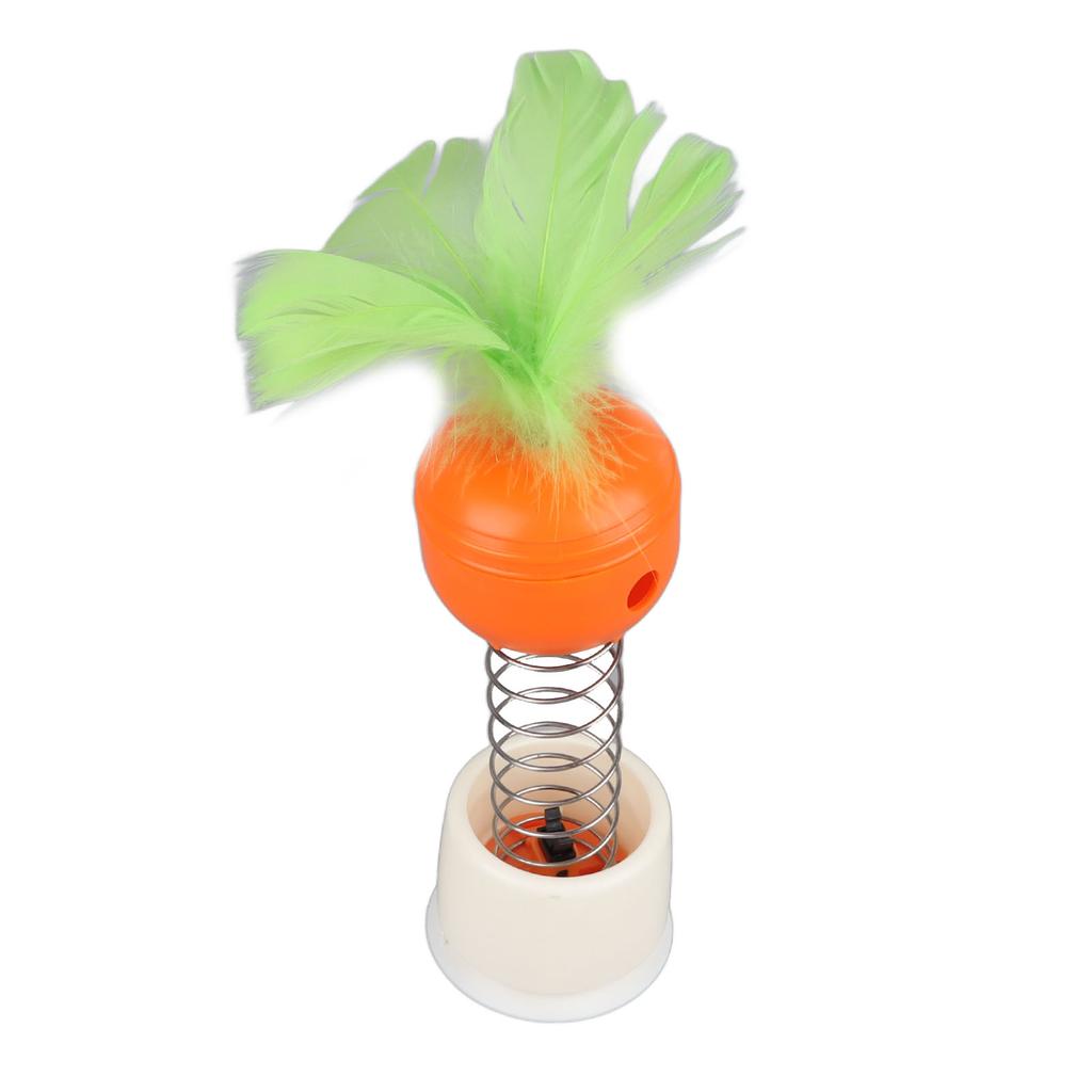 Kattegodbitdispenser Fjærleke Interaktiv Kattefôrutdelende Teaserleke med Elastisk Fjær