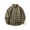 Plaid Shirt Men's Long-Sleeved Spring and Autumn Trendy Vintage American Retro Casual Loose Brushed Flannel Shirt Jacket