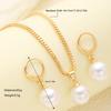 3 Pcs Round Pearl Jewelry Set Of Earring Pendant Necklace For Women Exquisite Fashion Rhinestone Double Wedding Jewelry Set Gift